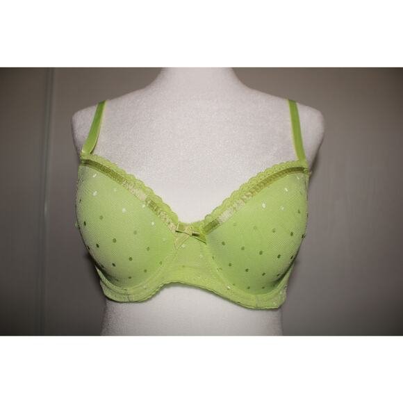 BRAND- Lacy Green Polka Dot Bra - Picture 1 of 2